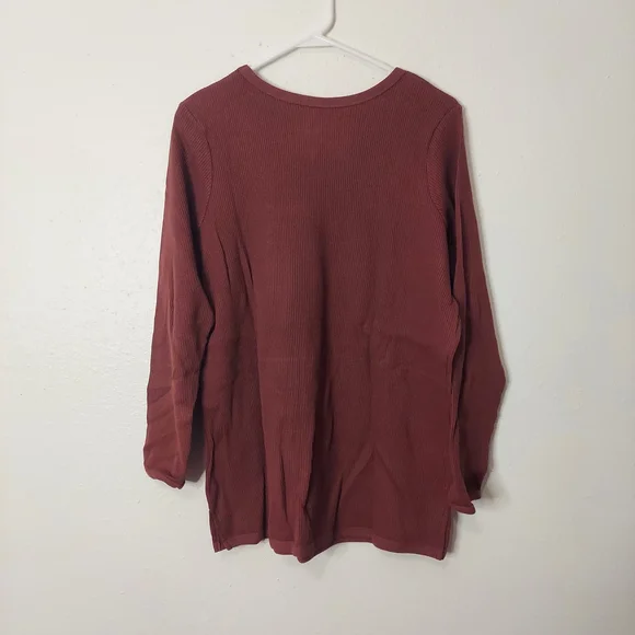 Woman Within Rust Ribbed Top - Picture 4 of 5